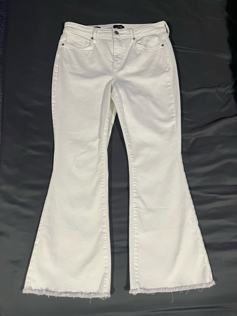 NYDJ White Denim Flare Raw Hem